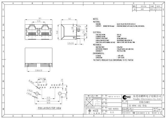 125VAC Magnetic RJ45 Jack